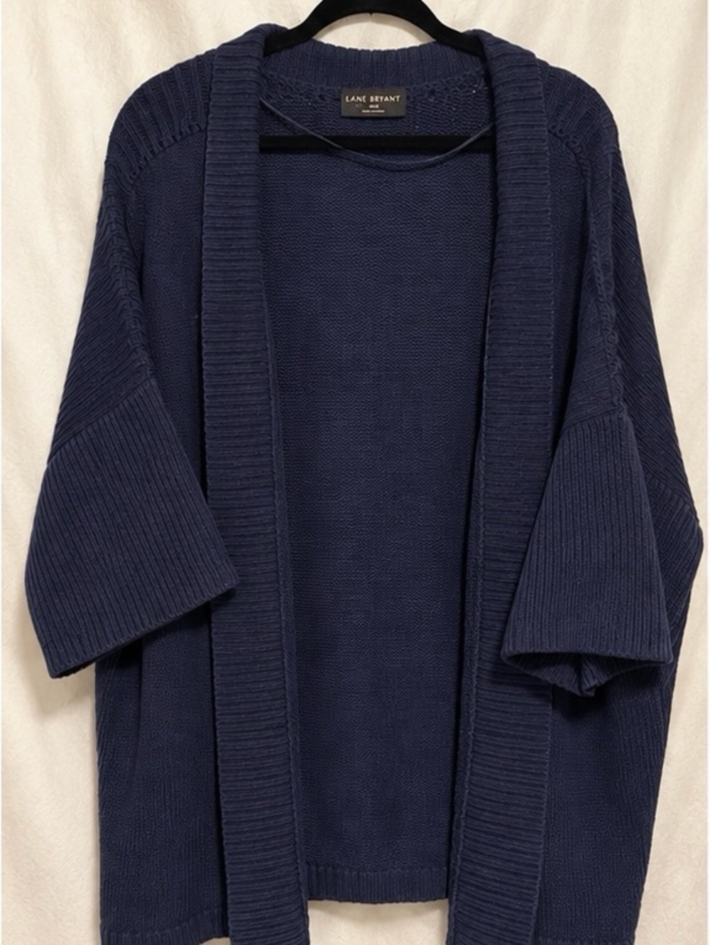 Lane Bryant Wide Rib Open Front Kimono Cardigan Navy Plus Size 26/28